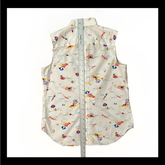 Lands’ End Beach Print Sleeveless Shirt 6P - Picture 4 of 5